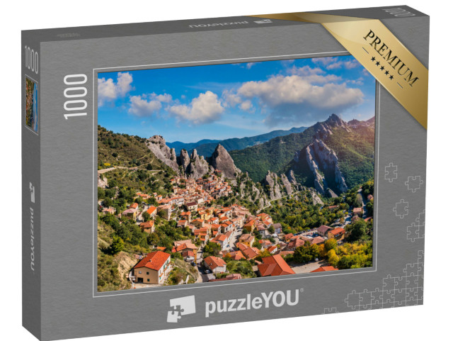 Puzzle 1000 pezzi „Il pittoresco borgo di Castelmezzano, provincia di Potenza, Basilicata, Italia“