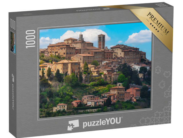 Puzzle 1000 pezzi „Montepulciano, borgo medievale italiano, skyline. Provincia di Siena, regione Toscana, Italia, Europa.“