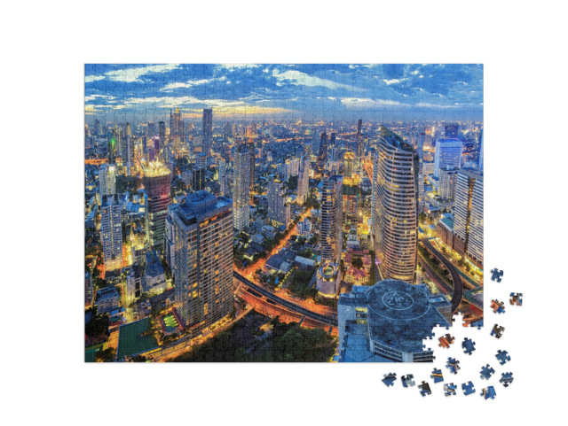 Puzzle 1000 pezzi „Paesaggio urbano nel centro di Bangkok, Thailandia“