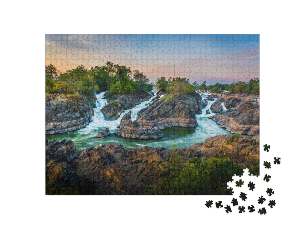 Puzzle 1000 pezzi „Area mozzafiato di 4000 isole vicino a Champasak, Laos“