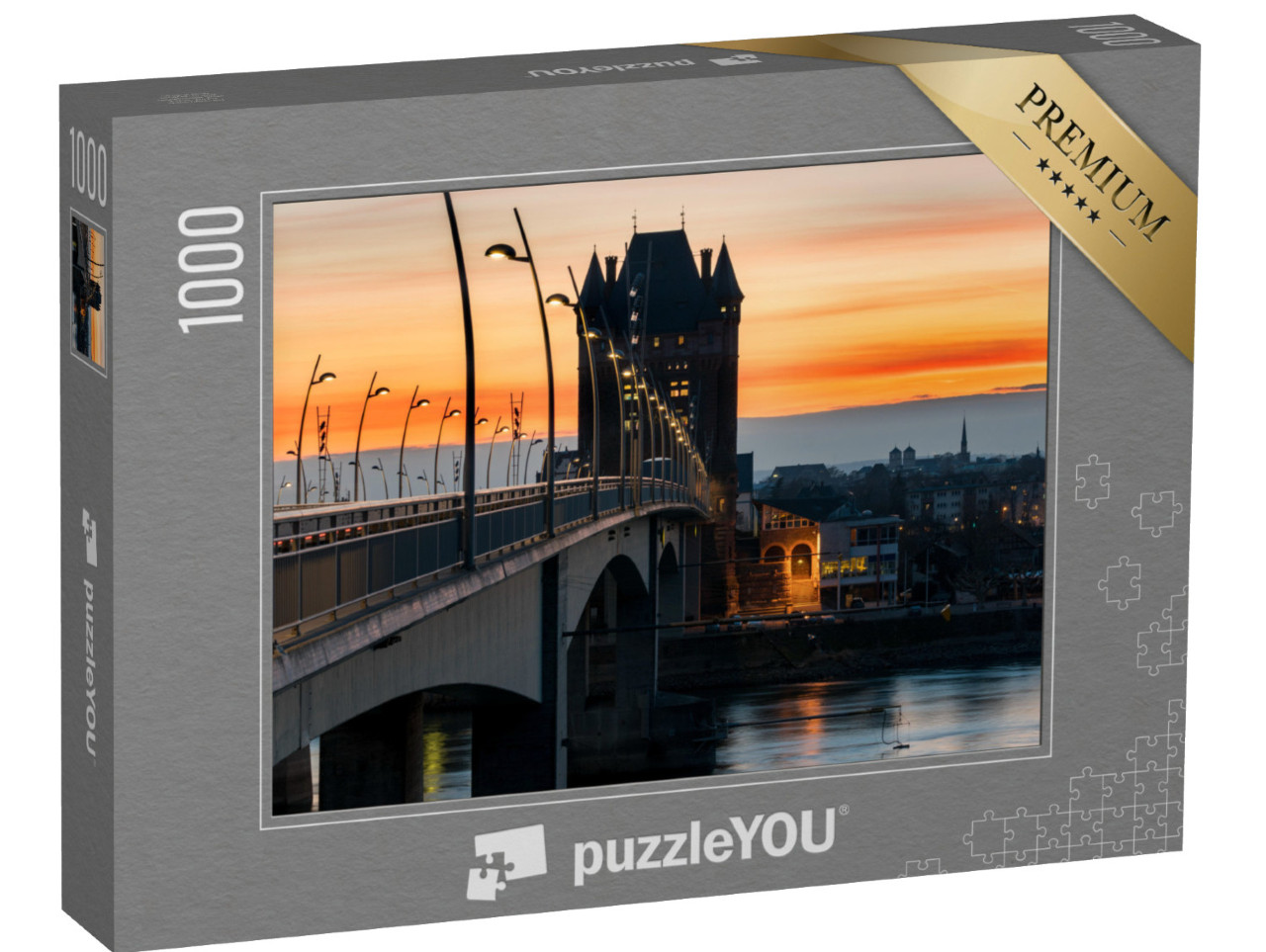 Puzzle 1000 pezzi „Il ponte sul Reno a Worms al tramonto“