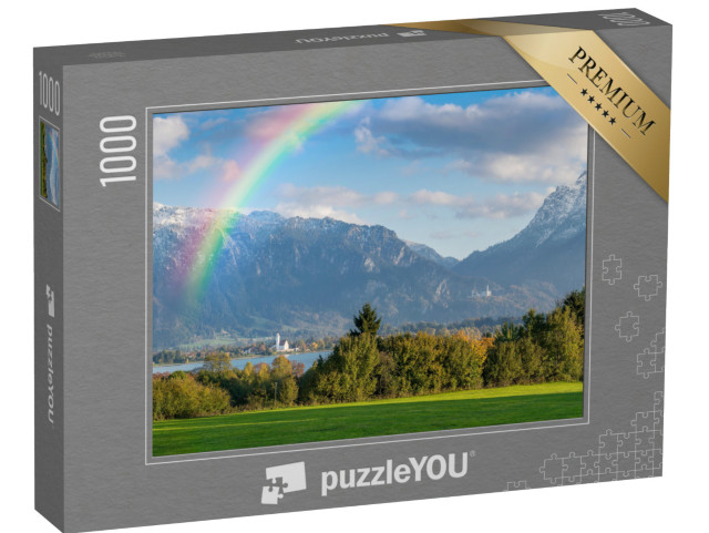 Puzzle 1000 pezzi „Panorama autunnale con arcobaleno sul Forggensee“