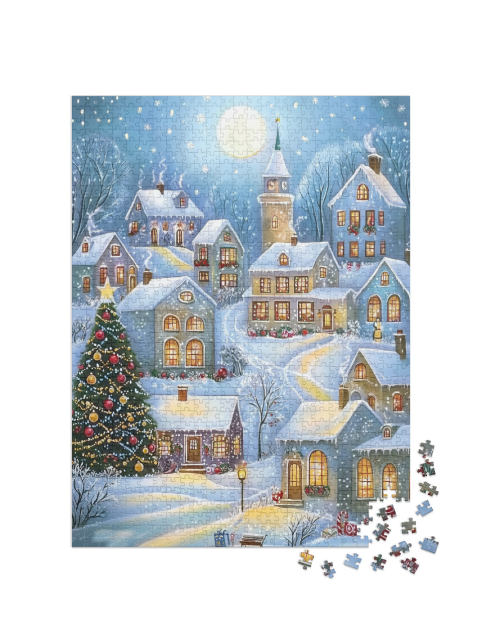 Puzzle 1000 pezzi „Città di Natale con graziose casette“