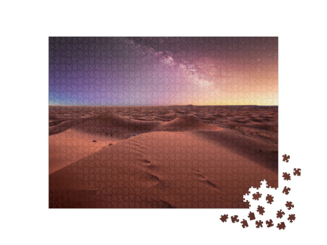 Puzzle 1000 pezzi „La Via Lattea e le dune dell'Erg Chebbi nel deserto del Sahara, Marocco“