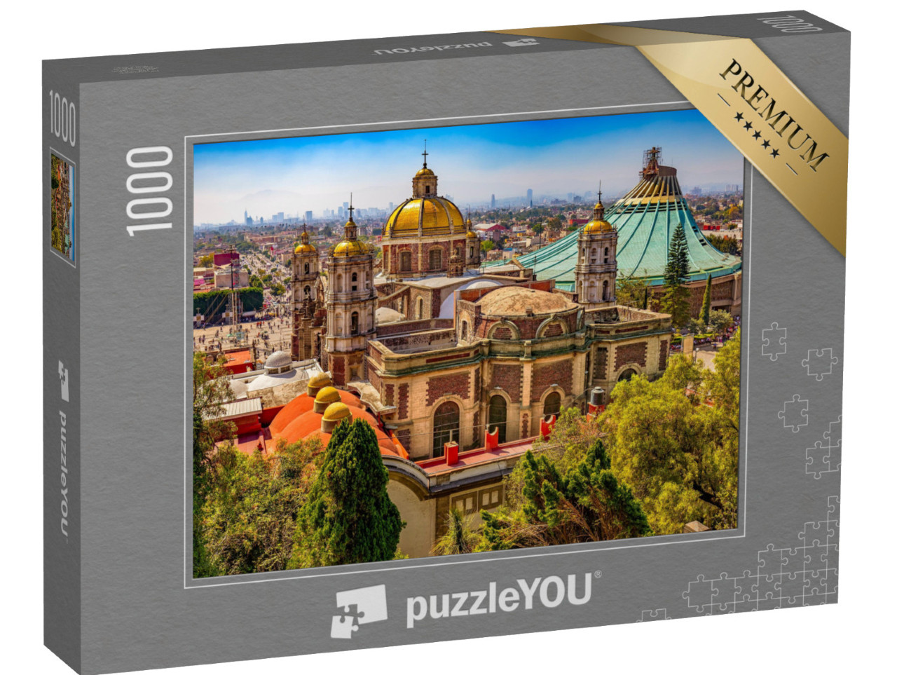 Puzzle 1000 pezzi „La vecchia e la nuova basilica di Città del Messico“