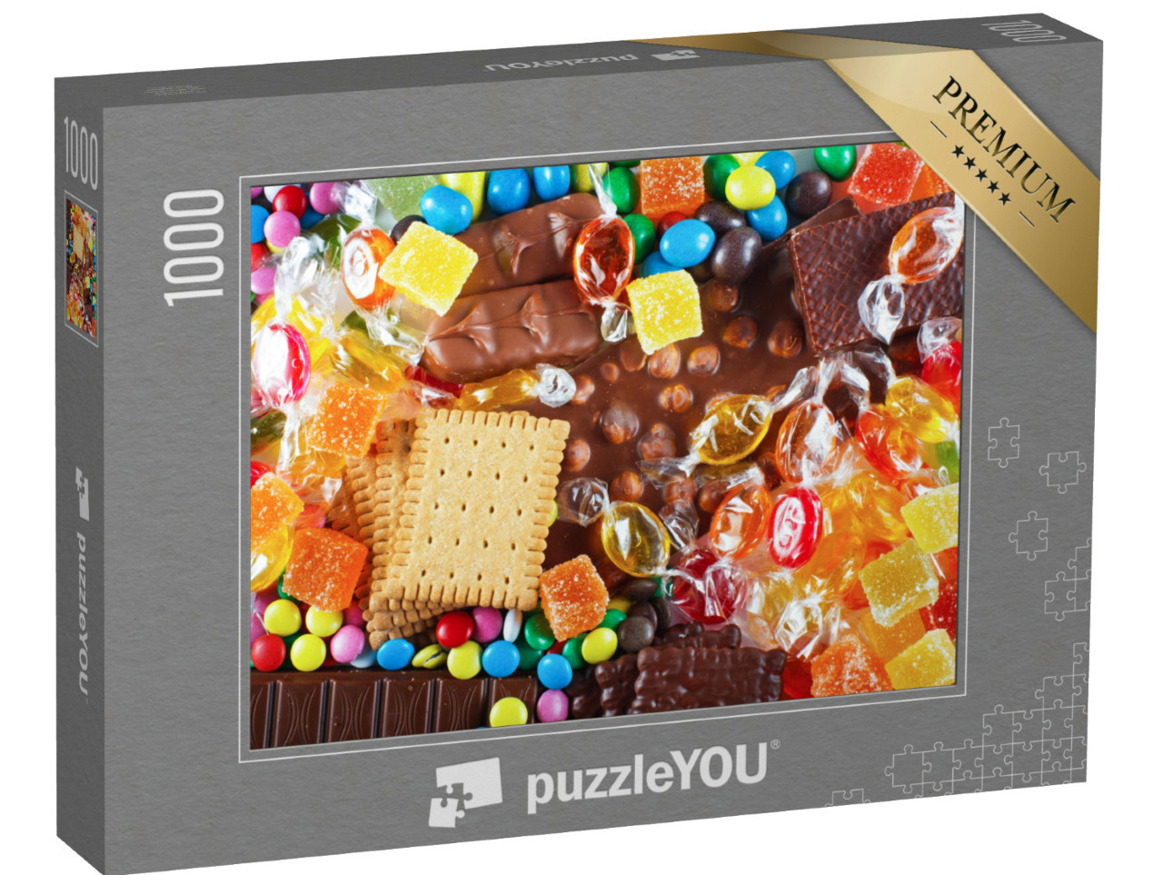 Puzzle 1000 pezzi „Dolci colorati, cioccolato e biscotti“