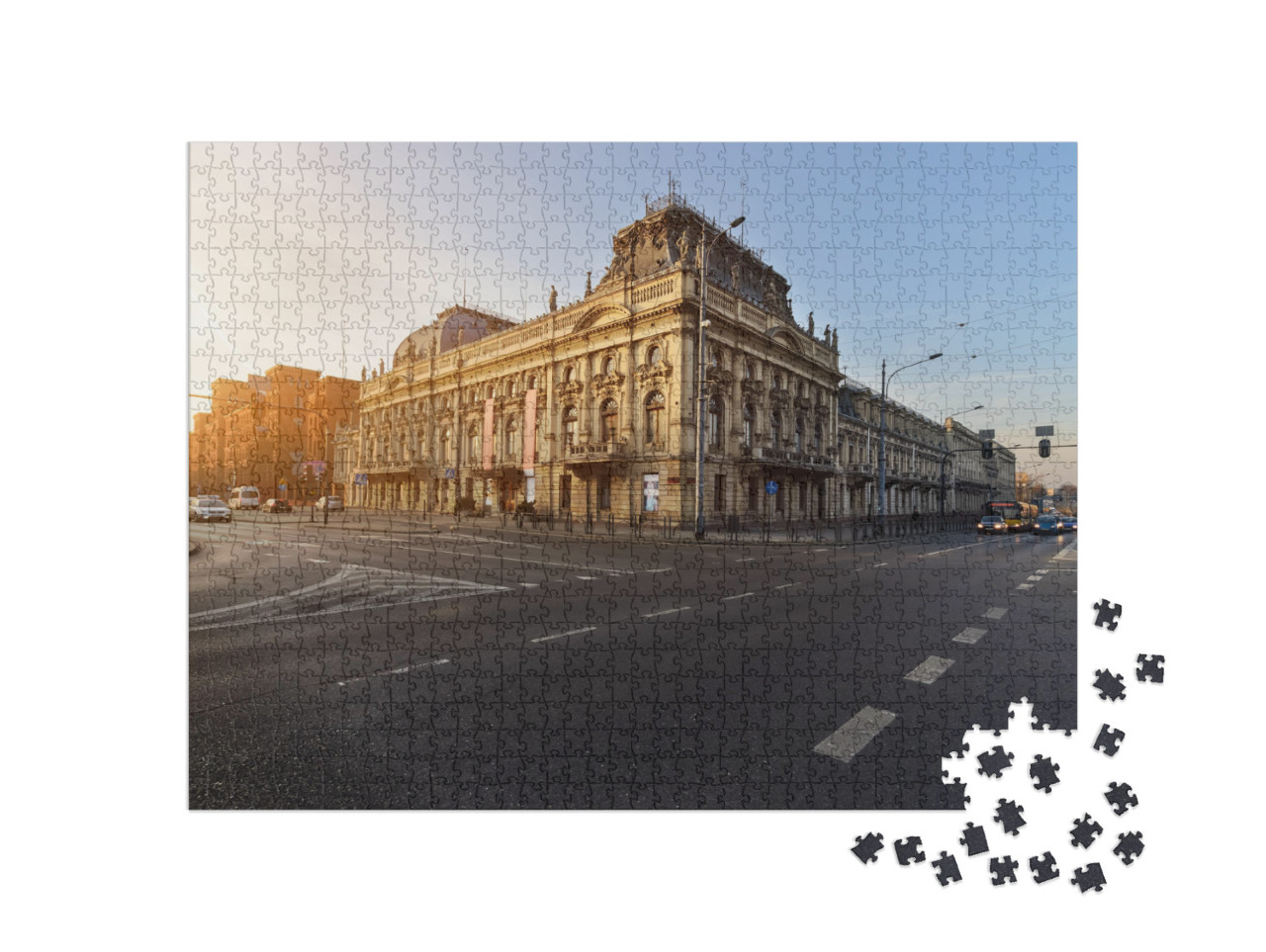 Puzzle 1000 pezzi „Tramonto su Lodz con il Palazzo Poznanski, Polonia“