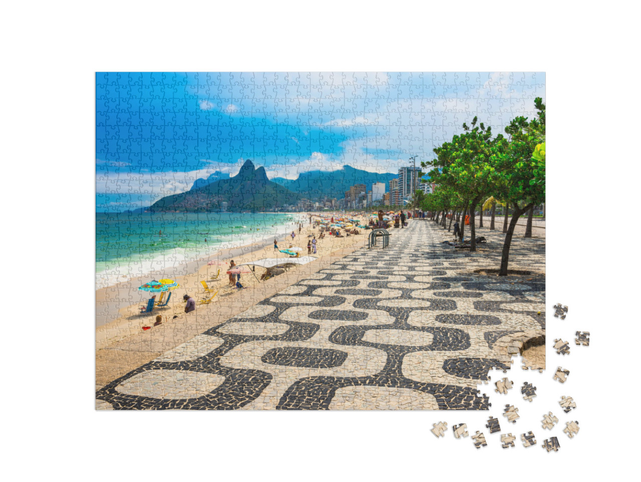 Puzzle 1000 pezzi „Ipanema: spiaggia con mosaico, Rio de Janeiro“