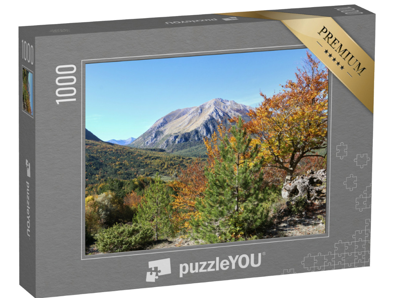 Puzzle 1000 pezzi „Montagna e foresta in autunno nel Parco nazionale d'Abruzzo, Lazio e Molise“