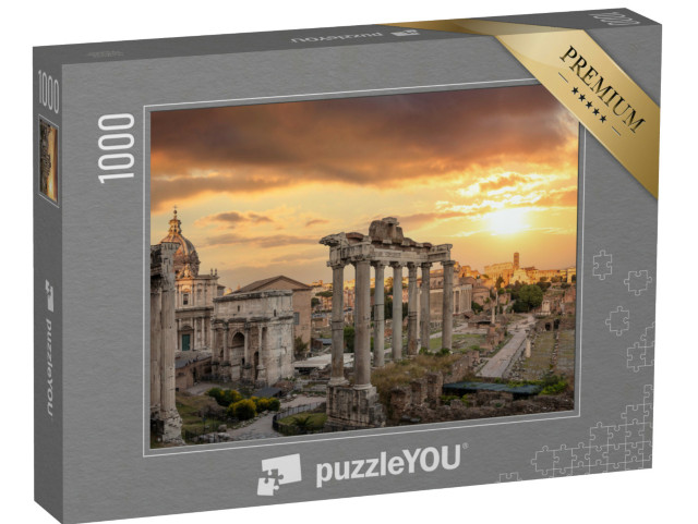 Puzzle 1000 pezzi „Foro Romano al tramonto a Roma, Italia. Rovine dell'antico foro sul Palatino“