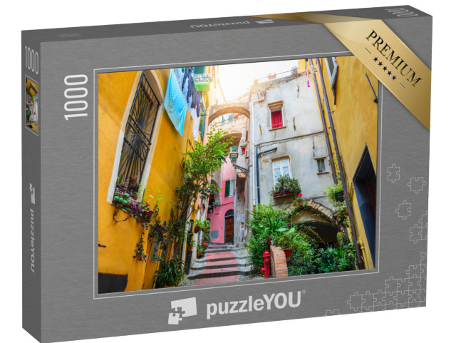 Puzzle 1000 pezzi „Una strada tradizionale e accogliente nella città di San Remo in Italia“