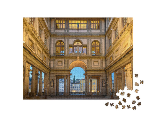 Puzzle 1000 pezzi „La Galleria degli Uffizi al tramonto - Firenze, Italia“