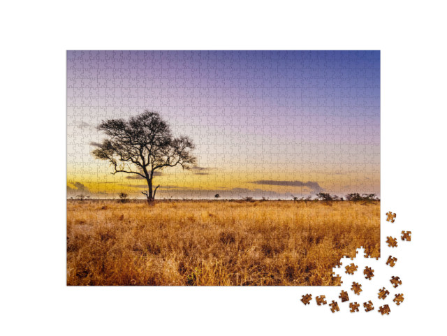 Puzzle 1000 pezzi „L'alba sulla savana nel Parco Nazionale Kruger centrale, Sudafrica“