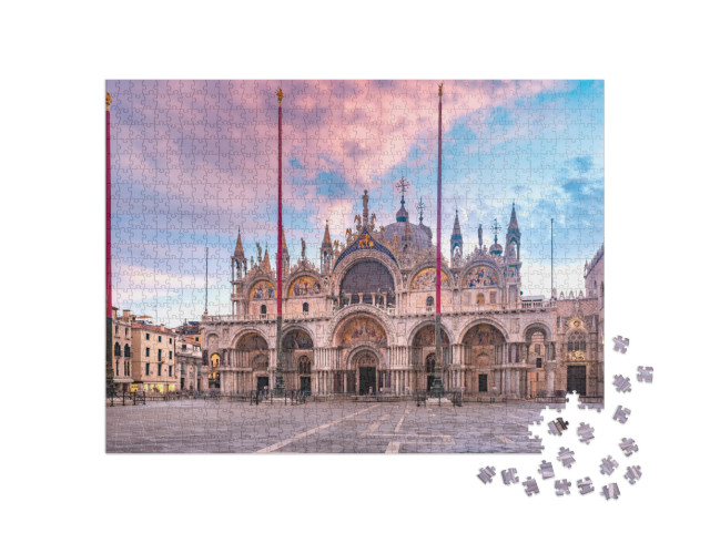 Puzzle 1000 pezzi „Basilica di San Marco vista da Piazza San Marco all'alba, Venezia, Italia.“