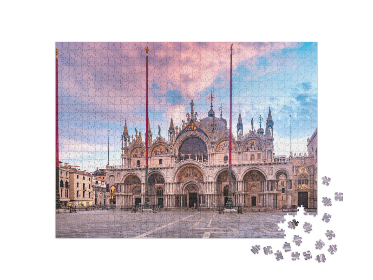Puzzle 1000 pezzi „Basilica di San Marco vista da Piazza San Marco all'alba, Venezia, Italia.“