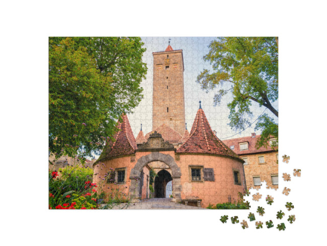 Puzzle 1000 pezzi „La porta del castello di Rothenburg ob der Tauber, in Baviera“