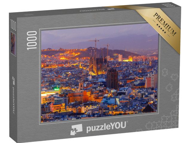 Puzzle 1000 pezzi „Barcellona con la collina di Lmontjuic di notte“