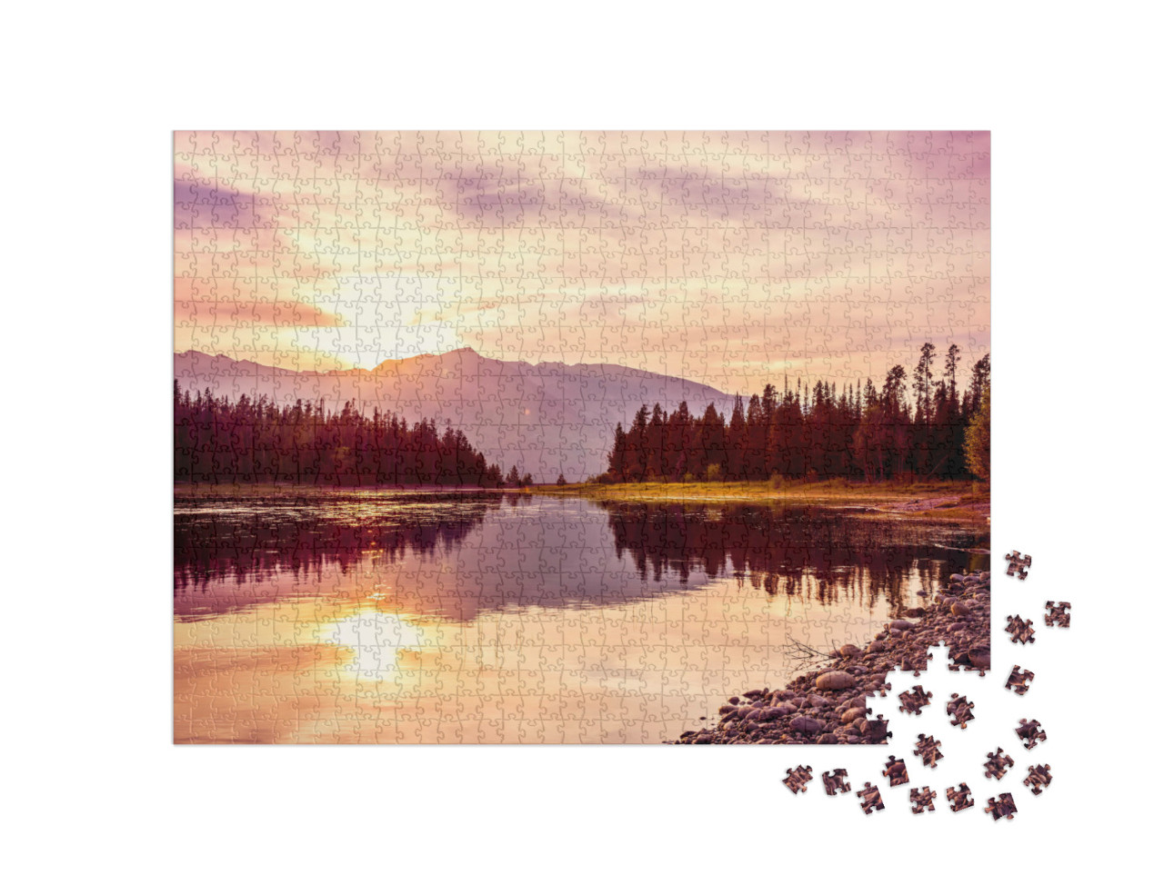 Puzzle 1000 pezzi „Lago Jackson, Parco Nazionale del Grand Teton, Wyoming, USA“