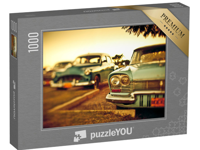 Puzzle 1000 pezzi „Auto d'epoca a Cuba, ripresa con il tilt-shift“