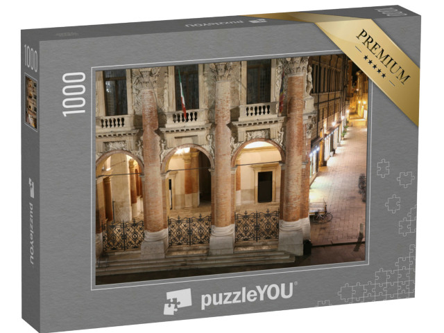 Puzzle 1000 pezzi „Visione notturna della piazza principale della città di Vicenza, e Piazza dei Signori“