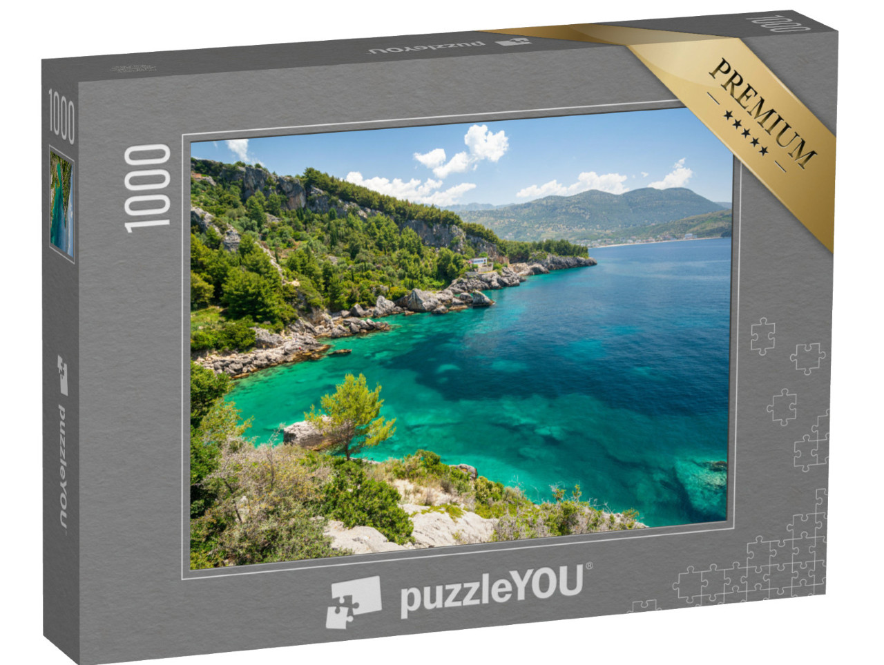 Puzzle 1000 pezzi „Costa turchese a Himare, Riviera albanese, Albania“