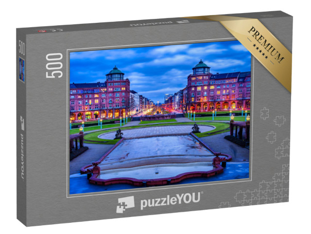Puzzle 500 pezzi „Friedrichsplatz, parco cittadino in inverno, Mannheim, Germania“