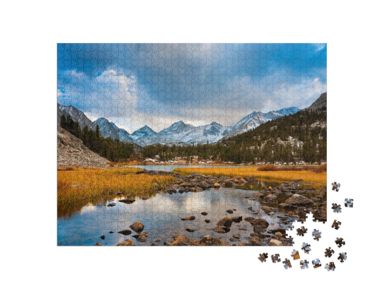 Puzzle 1000 pezzi „Paesaggio montano selvaggio in una tranquilla atmosfera mattutina“