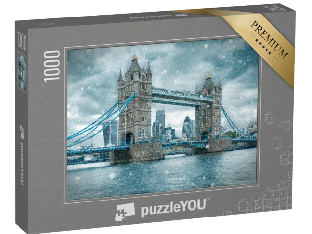 Puzzle 1000 pezzi „Tempesta di neve al Tower Bridge, Londra, Regno Unito“