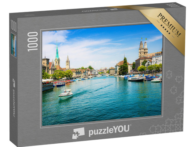 Puzzle 1000 pezzi „Zurigo sulla Limmat e il lago di Zurigo, Svizzera“