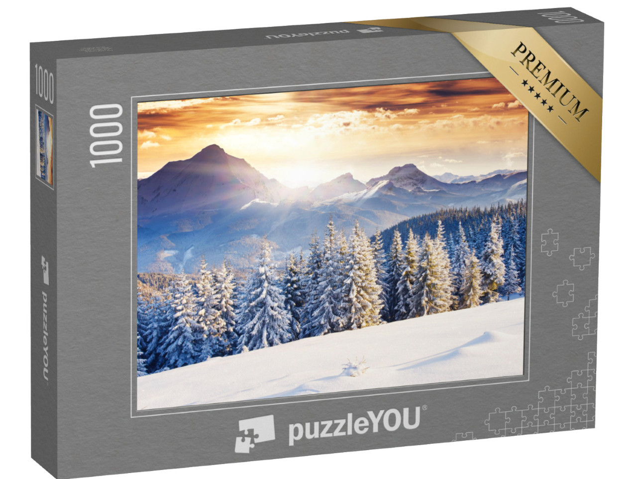 Puzzle 1000 pezzi „Fantastico paesaggio invernale serale con cielo drammatico“