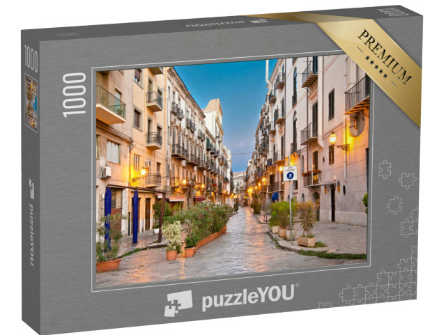 Puzzle 1000 pezzi „Strada de La Kalsa o Mandamento Tribunali, l'antico quartiere arabo di Palermo, Sicilia“