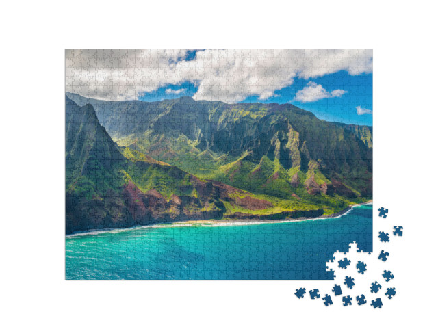 Puzzle 1000 pezzi „Vista della Napali Coast sull'isola di Kauai, nelle Hawaii“