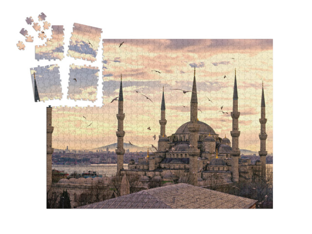 SMART SORTED® | Puzzle 1000 pezzi „Tramonto sulla Moschea Blu (Sultanahmet Camii), Istanbul, Turchia“