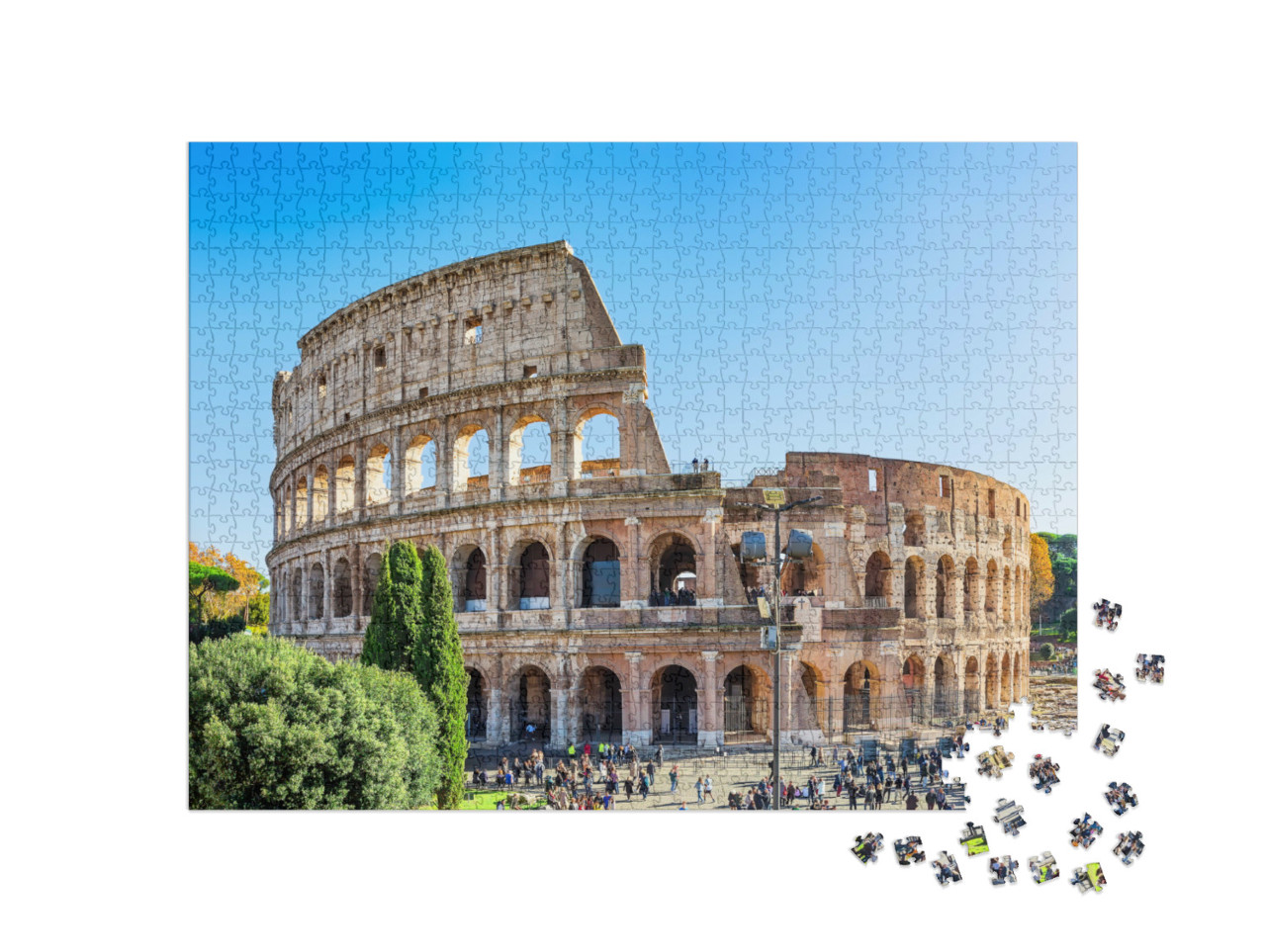 Puzzle 1000 pezzi „Ancient Roman ruins of the Colosseum, landscape of the ancient city of Rome, Italy“