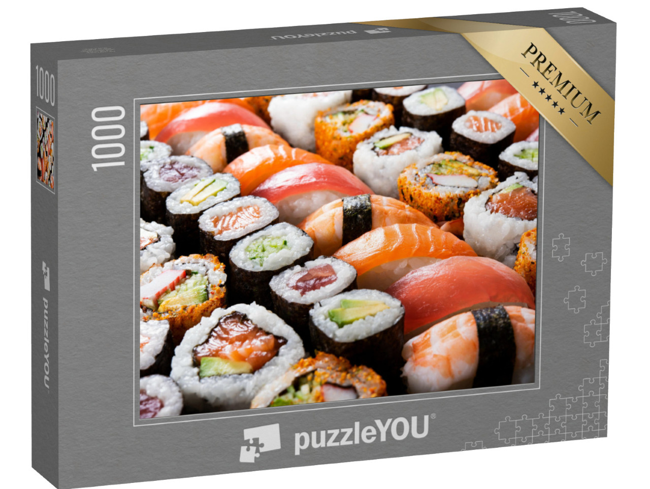 Puzzle 1000 pezzi „Selezione di sushi maki e rolls con tonno“