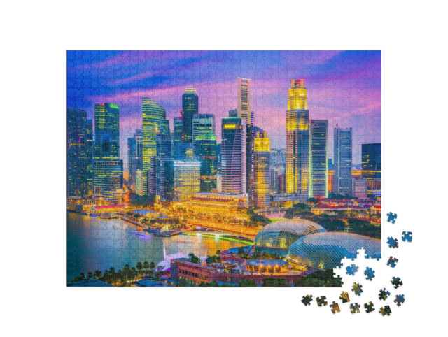 Puzzle 1000 pezzi „Lo skyline di Singapore nella luce della sera“
