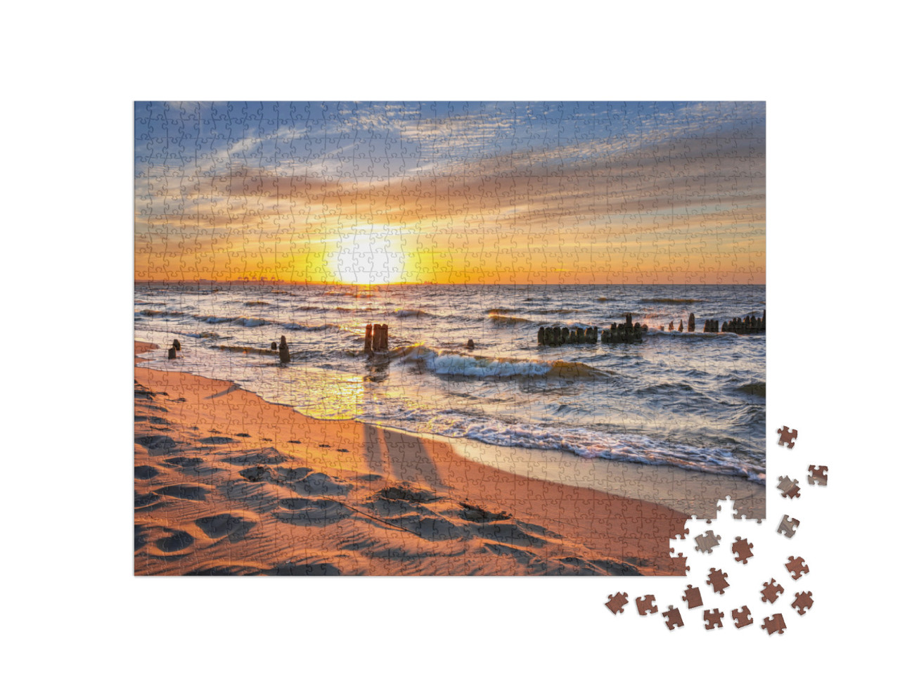 Puzzle 1000 pezzi „Tramonto sulla spiaggia del Mar Baltico, Polonia“