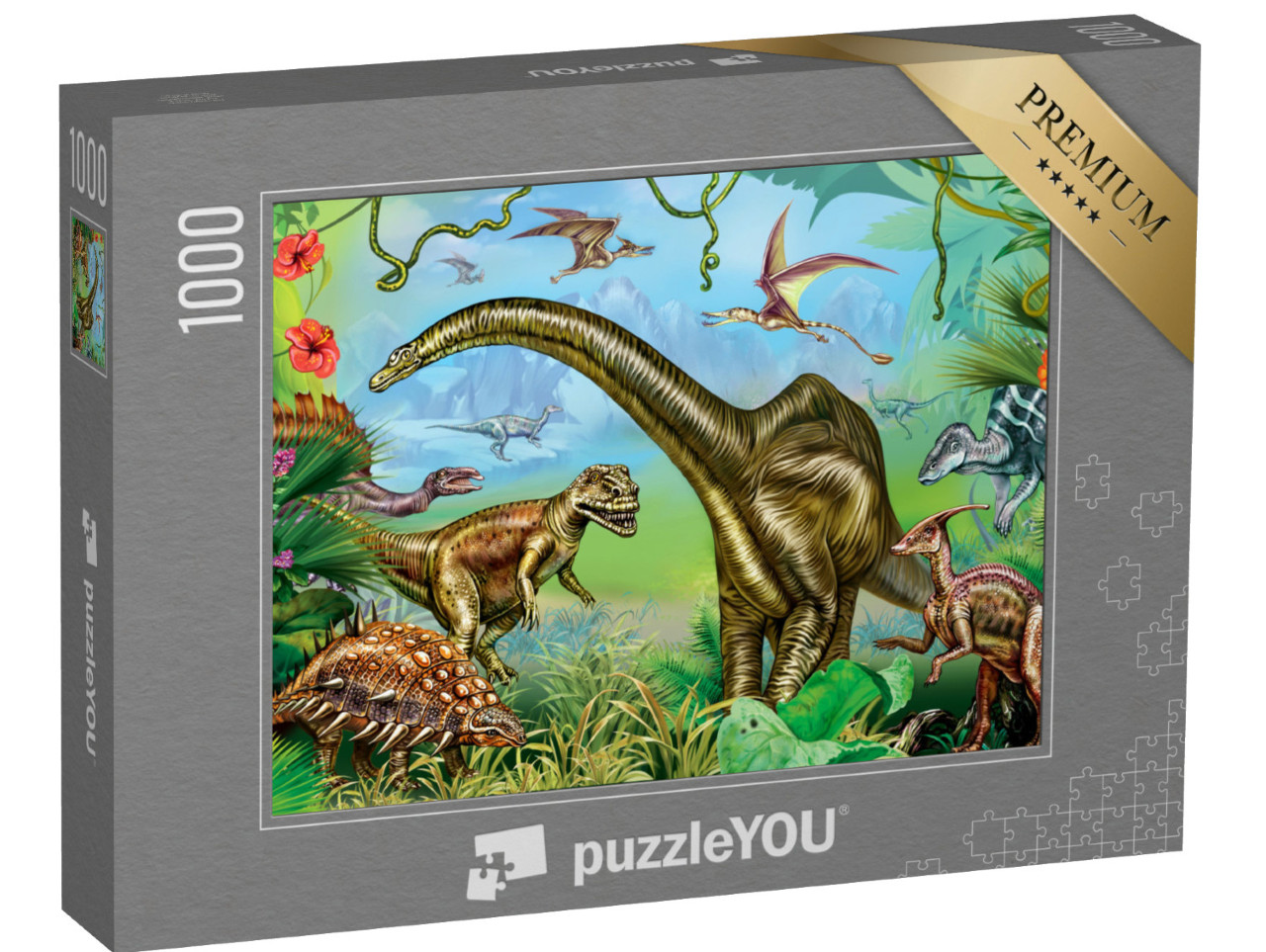 Puzzle 1000 pezzi „Un mondo di dinosauri impressionanti“