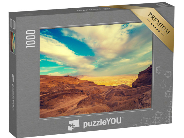 Puzzle 1000 pezzi „Vista da Masada alla valle nel deserto della Giudea, Israele“