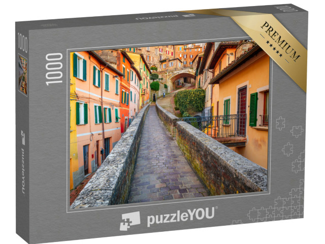 Puzzle 1000 pezzi „Perugia, nella medievale via dell'Acquedotto al mattino.“