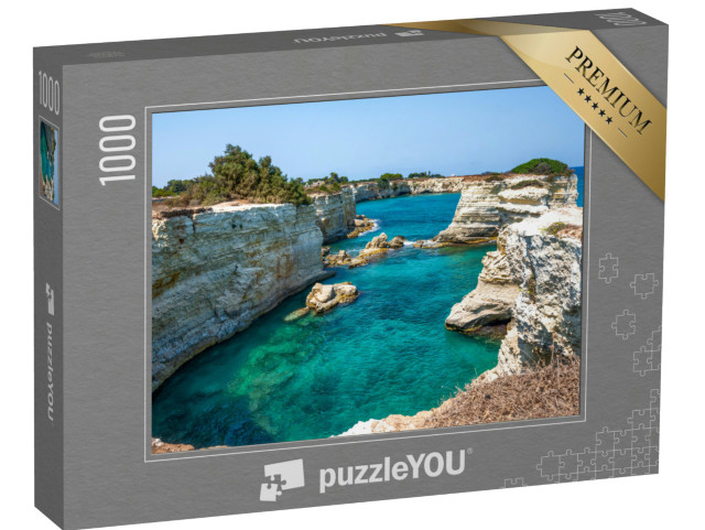 Puzzle 1000 pezzi „Melendugno: i faraglioni di Sant'Andrea sono un'attrazione per gli amanti della natura“