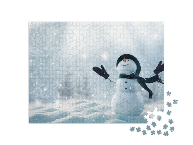 Puzzle 1000 pezzi „Uno Scheemann nella neve scintillante“