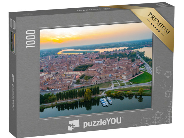 Puzzle 1000 pezzi „Veduta aerea al tramonto della città italiana di Mantova.“