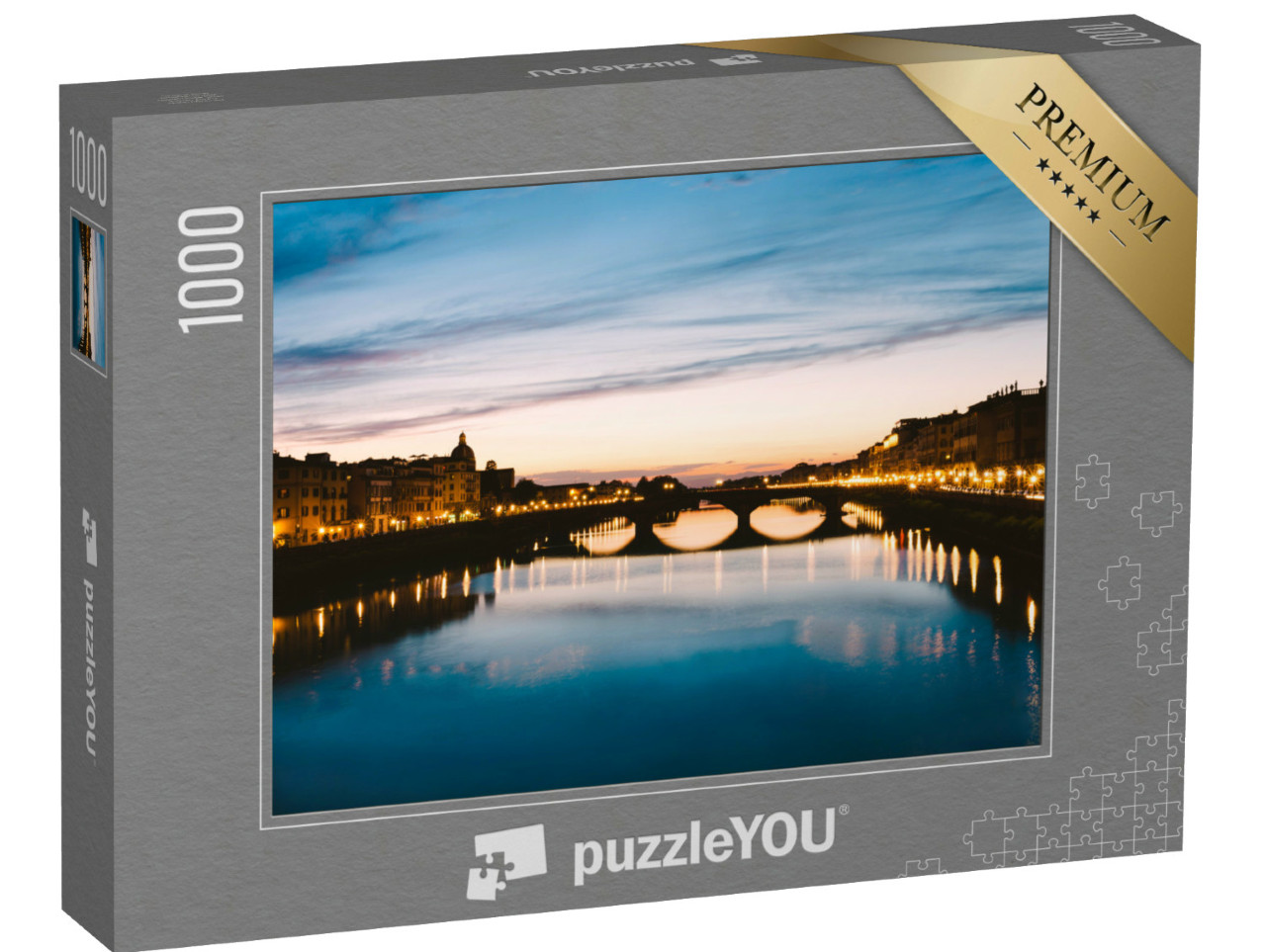 Puzzle 1000 pezzi „Motivi d'epoca di un Ponte Santa Trinita sul fiume Arno, Toscana“