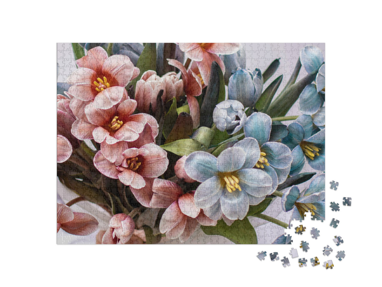 Puzzle 1000 pezzi „Un bouquet di tulipani per la festa della mamma“