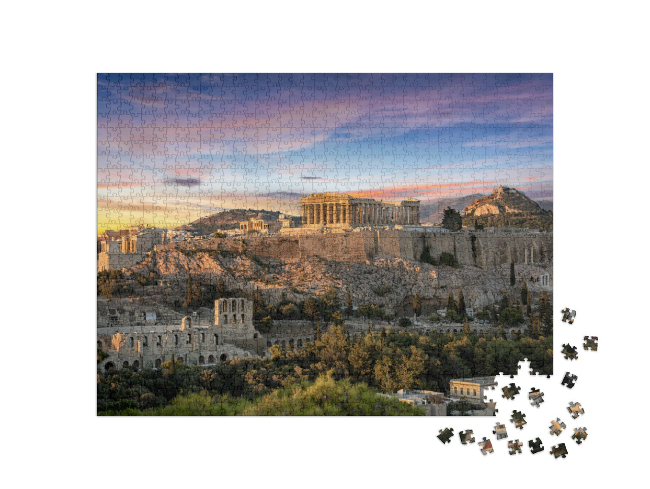 Puzzle 1000 pezzi „Il tempio del Partenone sull'Acropoli di Atene, Grecia“