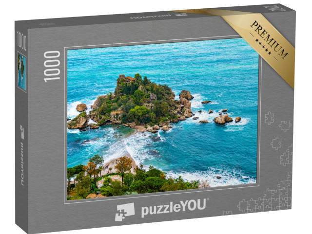 Puzzle 1000 pezzi „L'Isola Bella di Taormina, nella Città Metropolitana di Messina, Sicilia, Italia, di notte“