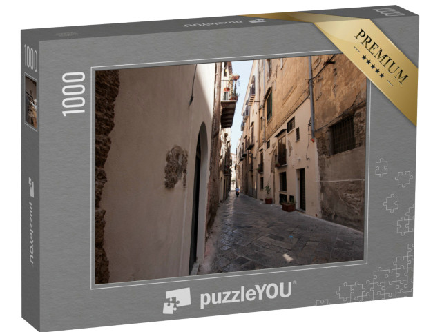Puzzle 1000 pezzi „Camminare a Palermo guardando una strada stretta“