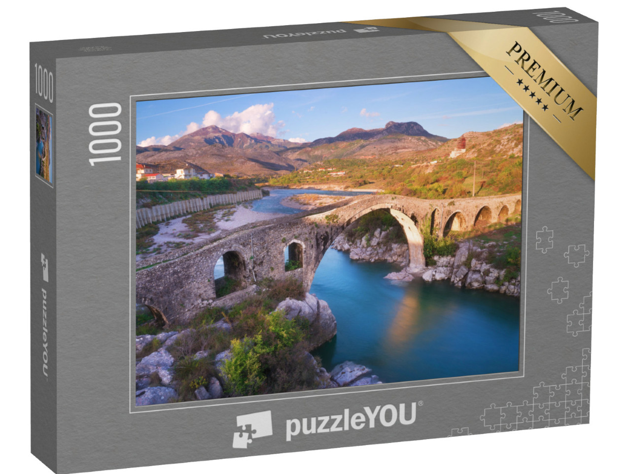 Puzzle 1000 pezzi „Il vecchio ponte Mes a Scutari, Albania“