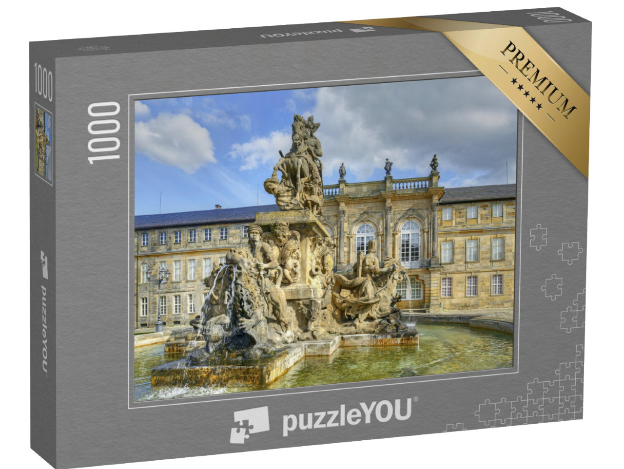 Puzzle 1000 pezzi „Bayreuth - Fontana e Palazzo Nuovo, Germania“